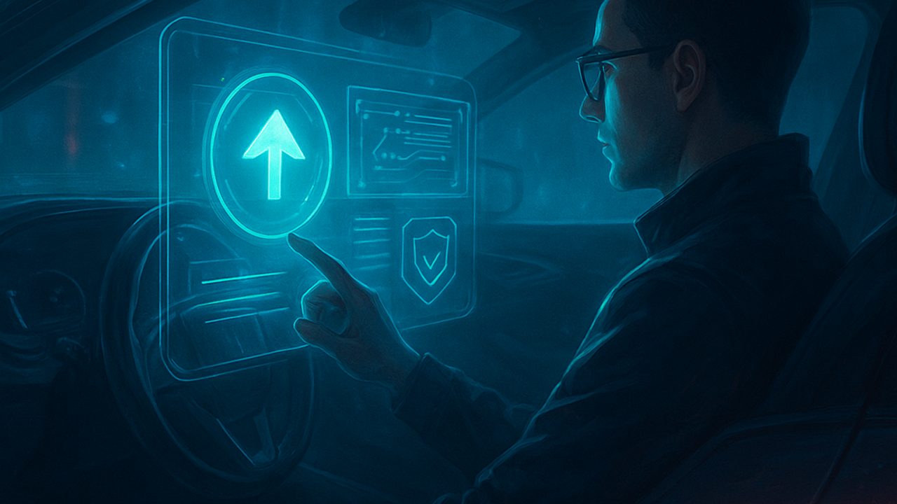 Ilustração de capa: Atualizações de software OTA em carros elétricos: passo a passo, riscos e benefícios com foco em segurança (Veículos Elétricos e Tecnologias Futuras)