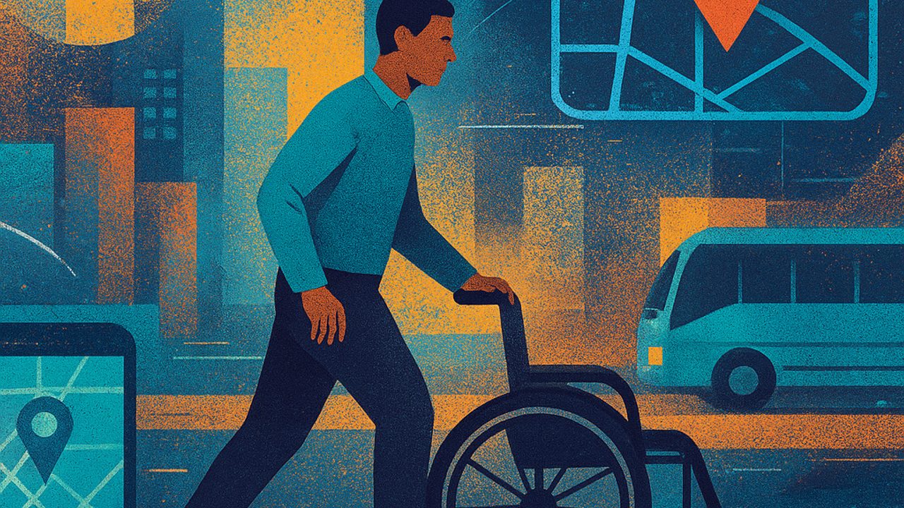 Ilustração de capa: Como planejar rotas acessíveis na cidade: a pé, transporte público e apps (Acessibilidade e Inclusão)