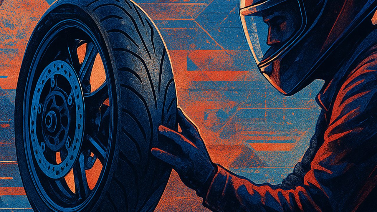 Ilustração de capa: Comparativo prático de pneus de moto: calibragem, desgaste e escolha com foco em segurança (Motos)