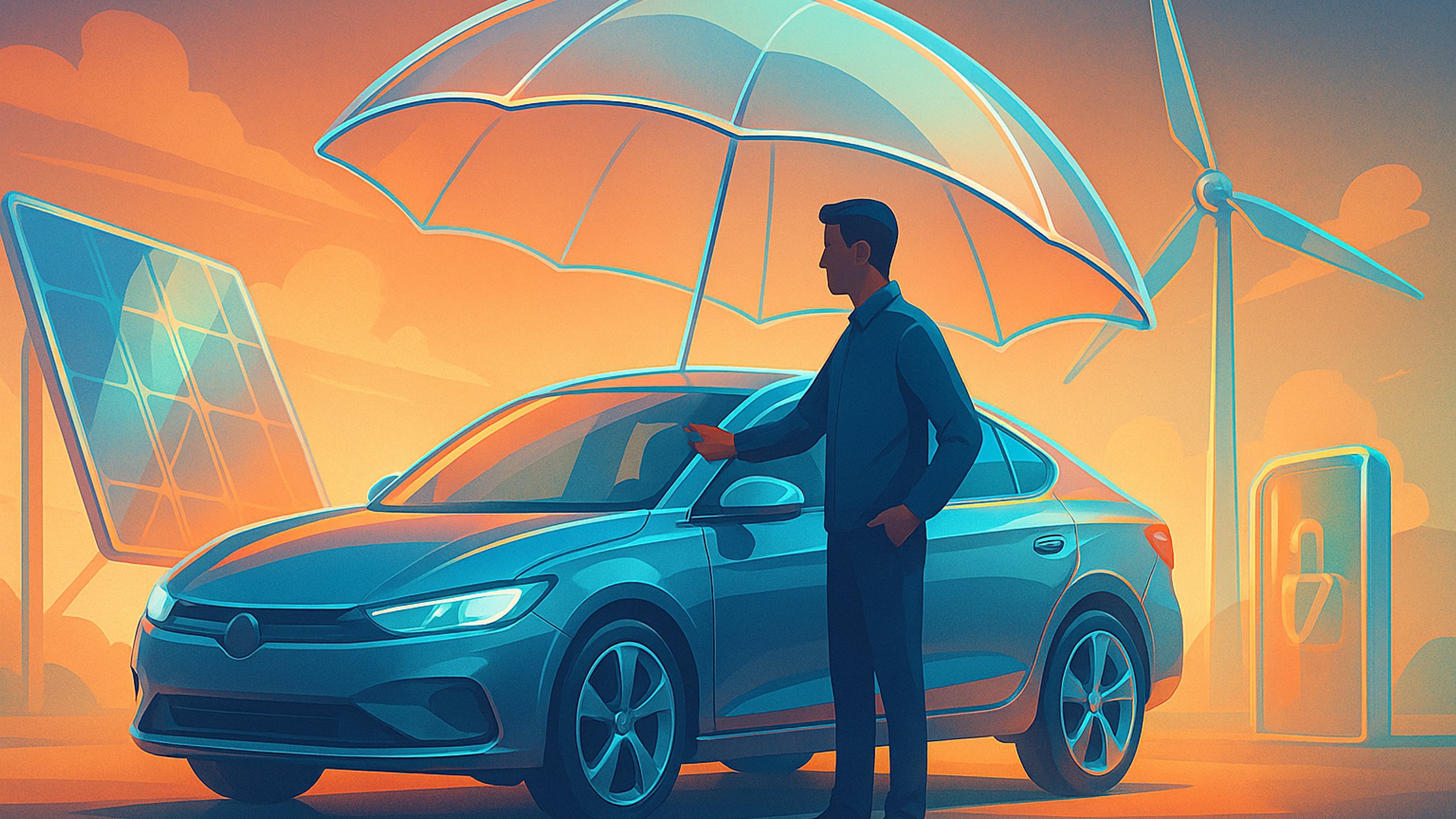 Ilustração de capa: Guia prático de seguro auto: coberturas e franquia com foco em segurança (Energia Renovável)