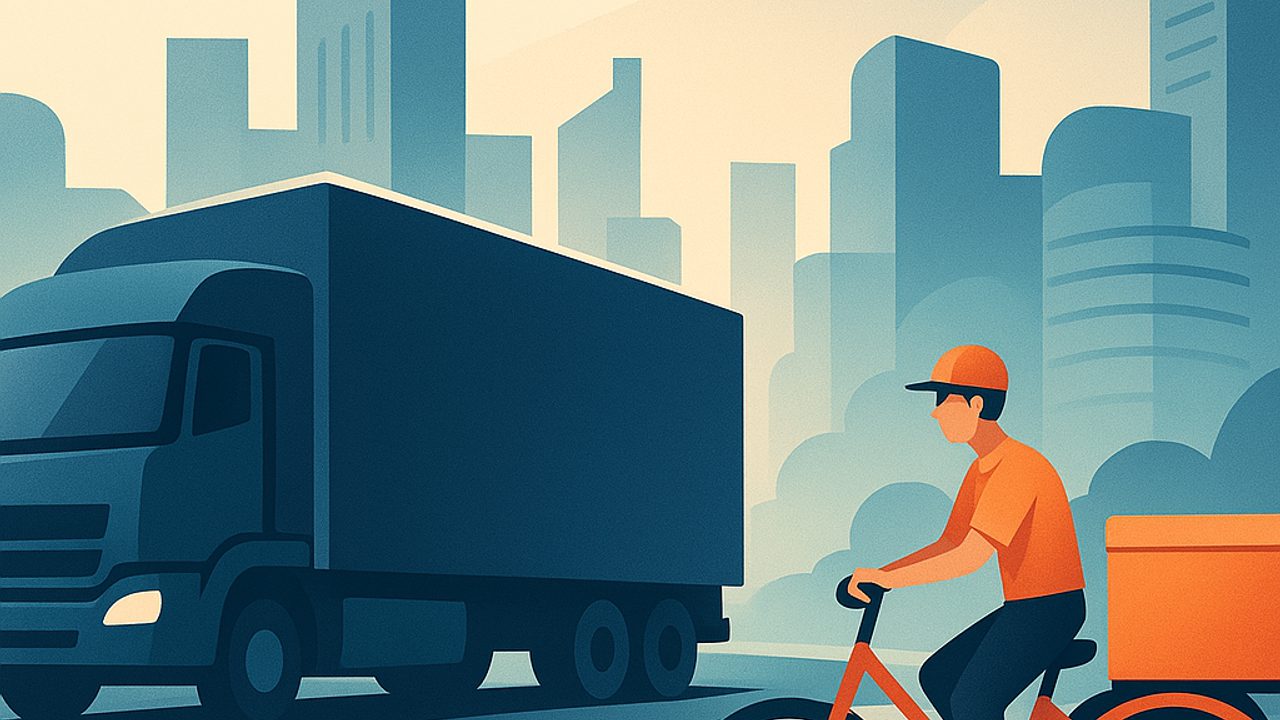 Ilustração de capa: Logística urbana x última milha: comparativo prático para operar com mais segurança na cidade (Transporte)