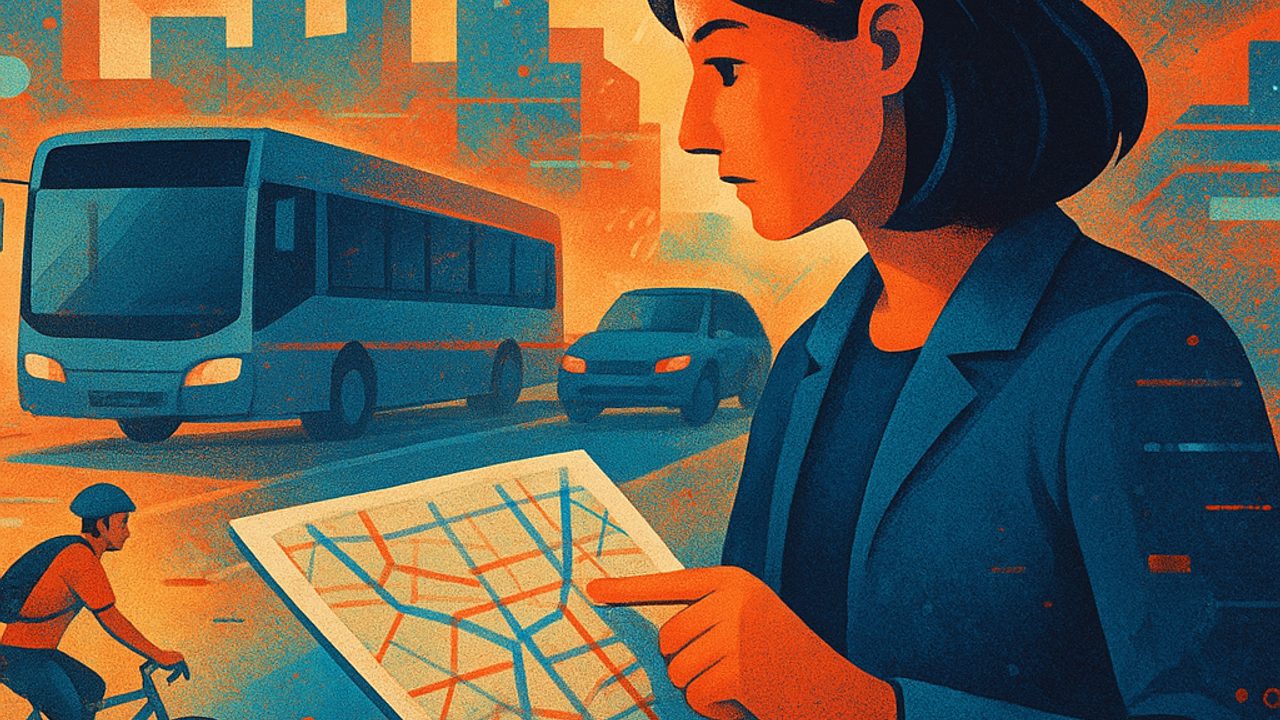 Cover illustration: Planning urban routes safely: stops, timing, and decisions that reduce risk (Transportation)